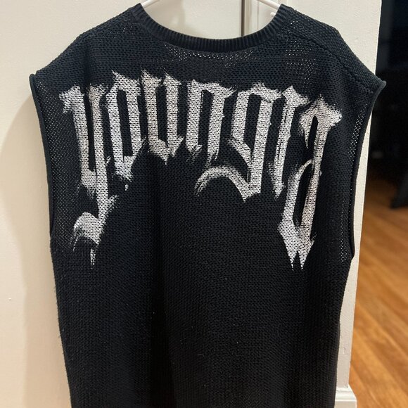 YoungLA 3012 - Drop Shoulder Knit Cut-Off (X-Large/Black) - Picture 4 of 6